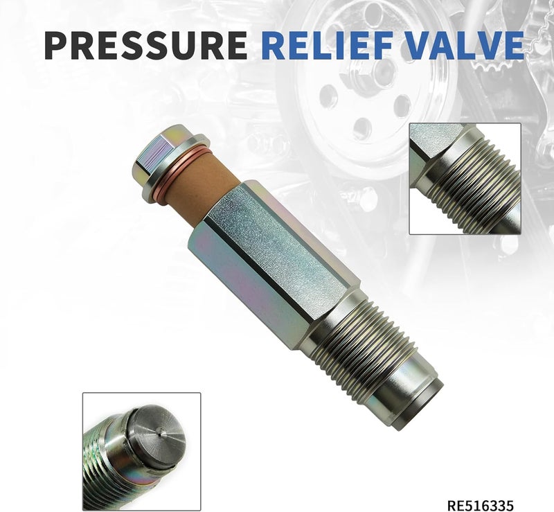 RABROPAR Store Fuel Rail Pressure Relief Valve RE516335 Compatible with John Deere 4045 6068 Genset 7520 Tractor - Image 1